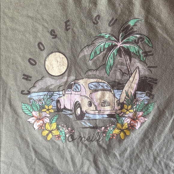 O’Neill Girls Size XL Green Graphic Kids VW Volkswagen Surf Beach T-Shirt Tee - Picture 3 of 7